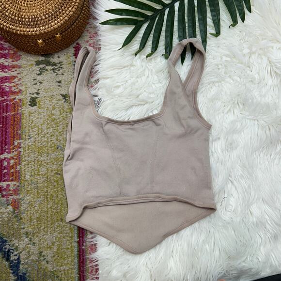 UO Urban Outfitters Out From Under Neutral Seamless Bustier Crop Tank M/L - Picture 2 of 7